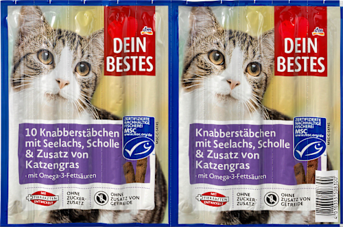 Katzenleckerli Knabberstäbchen mit Seelachs & Scholle Dein Bestes