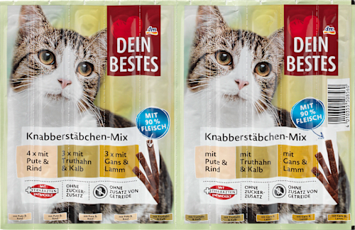 Katzenleckerli, Knabber-Stäbchen Mix, mit 90 % Fleisch, Multipack  Dein Bestes