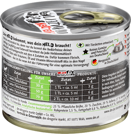 Nassfutter Hund Gemüsemix, Heldenmahlzeit Dein Bestes