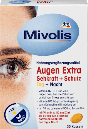 Augen Extra Sehkraft + Schutz, Tag + Nacht, Kapseln, 30 St. Mivolis