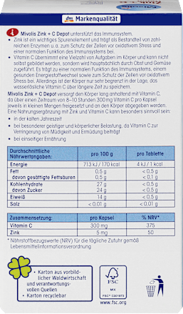 Zink + C Depot Kapseln 60 St. Mivolis