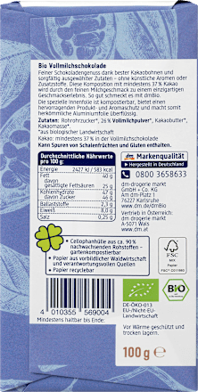 Schokolade, Vollmilch, Naturland dmBio