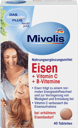 Eisen + Vitamin C + B-Vitamine, Tabletten 40 St. Mivolis
