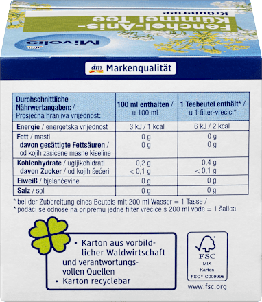 Kräuter-Tee, Fenchel- Anis- Kümmel Tee  Mivolis