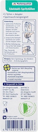 Edelstahl-Spritztüllen-Set, 5 Stück + Adapter Profissimo