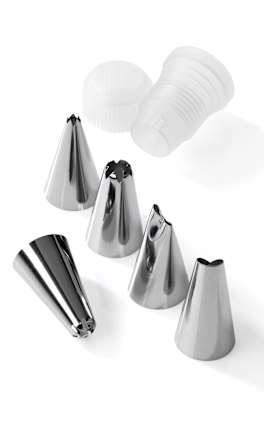Edelstahl-Spritztüllen-Set, 5 Stück + Adapter Profissimo