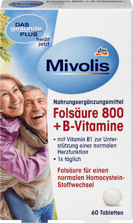 Folsäure 800 + B-Vitamine, Tabletten 60 St Mivolis