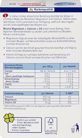 Magnesium + Calcium + D3, Tabletten 45 St. Mivolis