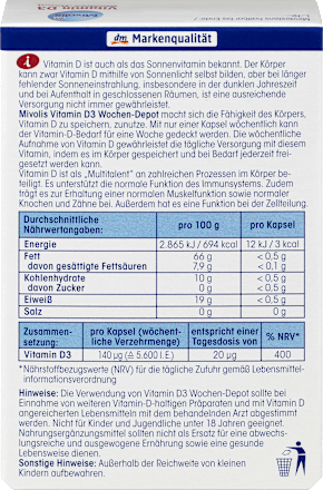 Vitamin D3 Wochen-Depot, Weichkapseln 12 St. Mivolis
