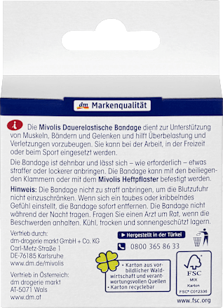 Dauerelastische Bandage, 6 cm x 5 m (gedehnt), 1 Rolle Mivolis