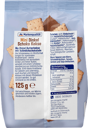 Mini Dinkel Schoko Kekse dmBio