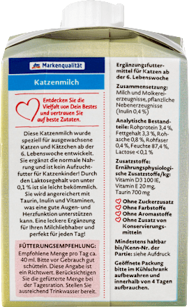 Macskatej alacsony laktóztartalommal, D3- és E-vitaminnal Dein Bestes