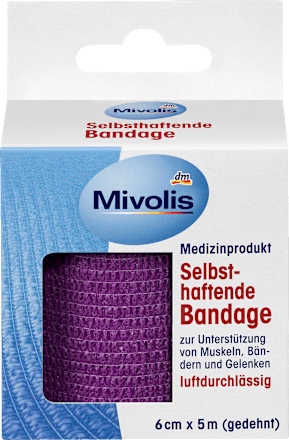 Selbsthaftende Bandage, 6 cm x 5 m (gedehnt), 1 Rolle Mivolis
