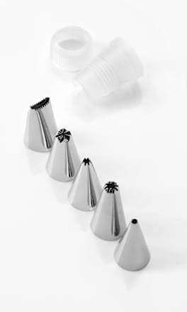 Edelstahl-Spritztüllen-Set, 5 Stück + Adapter Profissimo