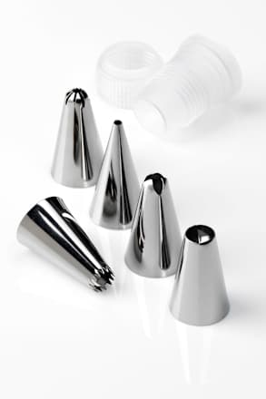 Edelstahl-Spritztüllen-Set, 5 Stück + Adapter Profissimo