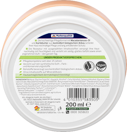 Körperbutter Macadamianuss Karitébutter alverde NATURKOSMETIK