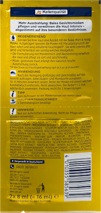 Maske Milch & Honig, 2 x 8 ml Balea