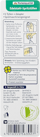 Edelstahl-Spritztüllen-Set, 5 Stück + Adapter Profissimo