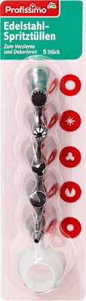 Edelstahl-Spritztüllen-Set, 5 Stück + Adapter Profissimo