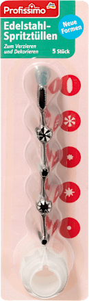 Edelstahl-Spritztüllen-Set, 5 Stück + Adapter Profissimo