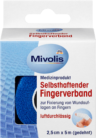 Selbsthaftender Fingerverband, 2,5 cm x 5 m (gedehnt), 1 Rolle Mivolis