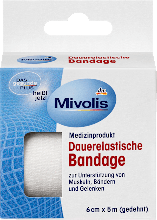 Dauerelastische Bandage, 6 cm x 5 m (gedehnt), 1 Rolle Mivolis