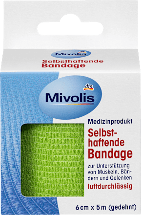 Selbsthaftende Bandage, 6 cm x 5 m (gedehnt), 1 Rolle Mivolis