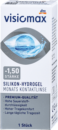 Silikon-hidrogel mesečna kontaktna leča, dioptrija -1,50 visiomax