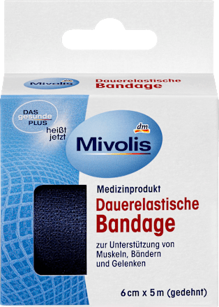 Dauerelastische Bandage, 6 cm x 5 m (gedehnt), 1 Rolle Mivolis