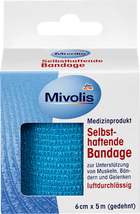 Selbsthaftende Bandage, 6 cm x 5 m (gedehnt), 1 Rolle Mivolis