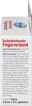 Selbsthaftender Fingerverband, 2,5 cm x 5 m (gedehnt), 1 Rolle Mivolis