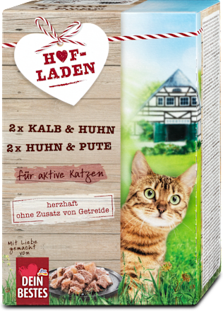 Popolna hrana za odrasle mačke Hofladen, 4 x 85 g DEIN BESTES