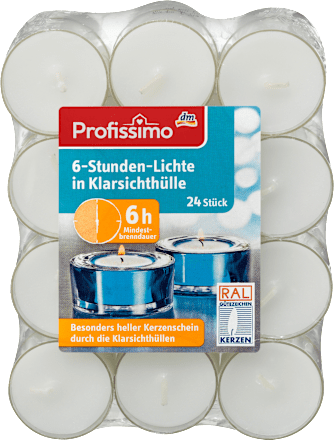 Teelichte 6 Stunden in Klarsichthülle Profissimo