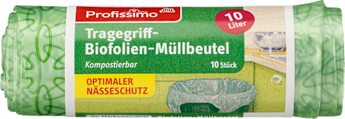 Müllbeutel Biofolien kompostierbar mit Tragegriff 10 l Profissimo