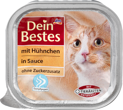 Nassfutter für Katzen mit Hühnchen, in Sauce Dein Bestes
