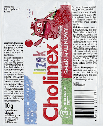 Lizak na ból gardła bez cukru, malinowy CHOLINEX
