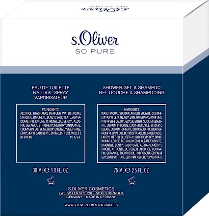 Geschenkset So Pure Men EdT 30ml + Duschgel 75ml s.Oliver