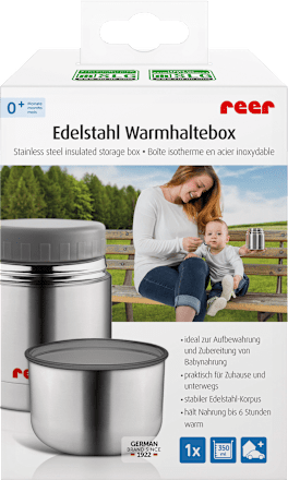 Edelstahl-Warmhaltebox für Nahrung mit Becher, 350ml Reer