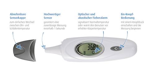 Fieberthermometer Infrarot Skin Temp 3 in 1 für Ohr und Schläfe Reer