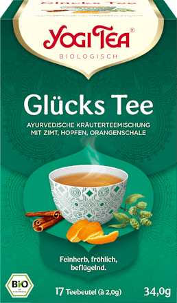 Kräutertee "Glücks Tee" mit Zimt, Hopfen & Orangenschale (17 Beutel) YOGI TEA