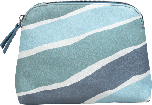 Kosmetiktasche blau grün weiß gemustert keine Marke