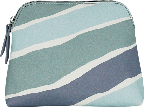 Kosmetiktasche blau grün weiß gemustert keine Marke