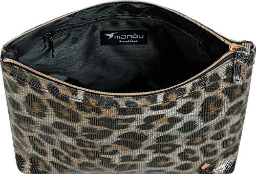 Kosmetiktasche braun/grau mit Leopardenmuster manòu