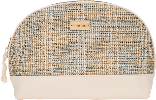 Kulturbeutel beige groß mit Cottonmuster manòu