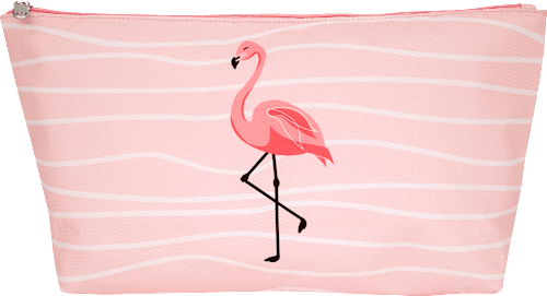 Kulturbeutel pink mit Flamingomotiv manòu
