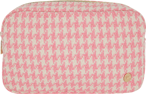 Kosmetiktasche pink mit Glitzer und Hahnentrittmuster klein manòu
