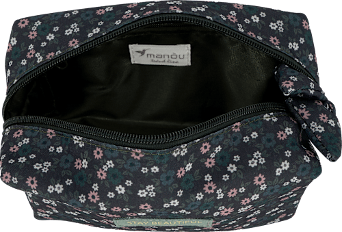 Kosmetiktasche grün / rosa / creme mit Blumenmuster "Stay Beautiful" manòu