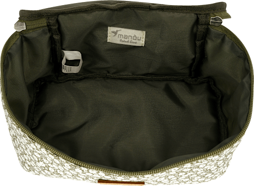 Kosmetiktasche olive/creme mit Blümchenmotiv keine Marke
