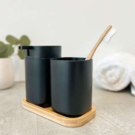 Seifenspender Set, schwarz/matt Soapland