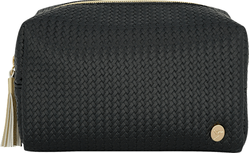 Kosmetiktasche schwarz Flechtoptik manòu